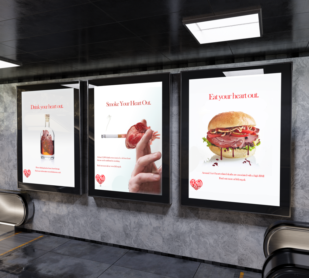 A mockup of the three posters I created in an underground tube station